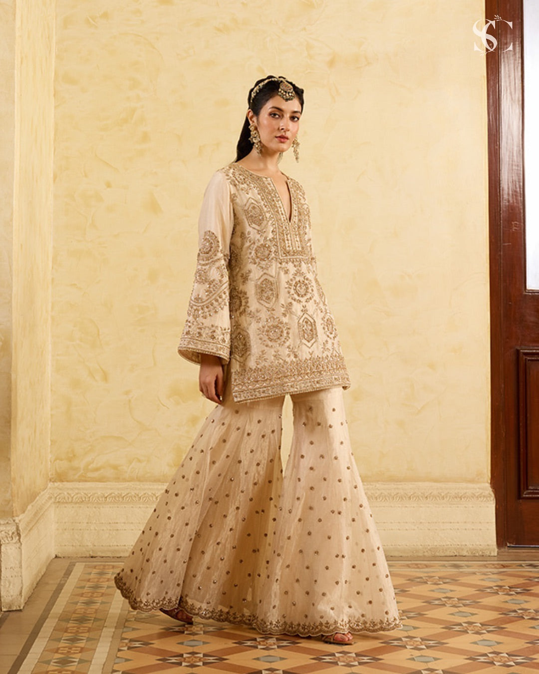 Festival Special Chinon silk Top and Plazo with Dupatta