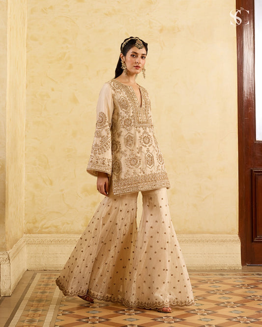 Festival Special Chinon silk Top and Plazo with Dupatta