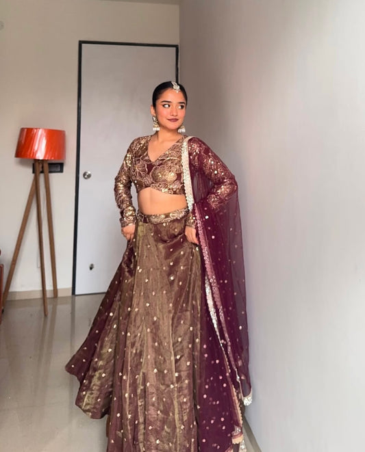 Trending Golden lehenga set