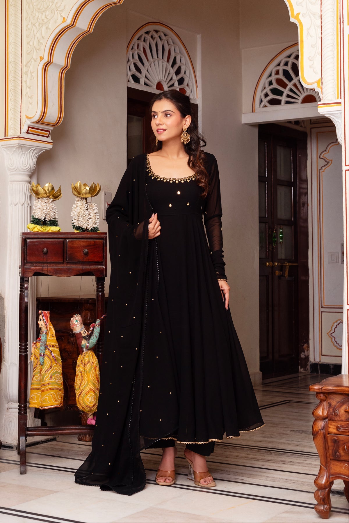 Trending Black Color Party Wear Embroidery Anarkali Suit