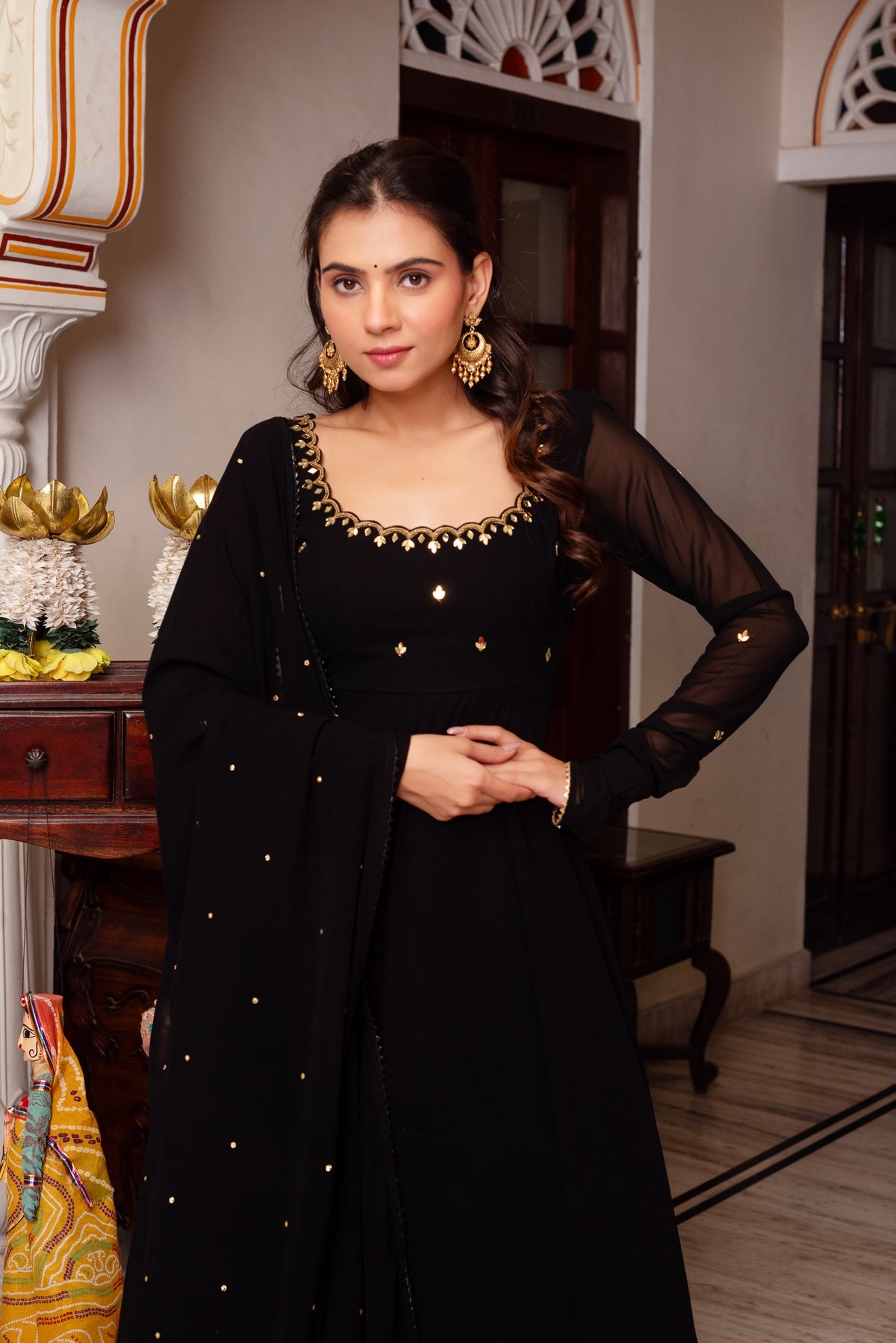 Trending Black Color Party Wear Embroidery Anarkali Suit