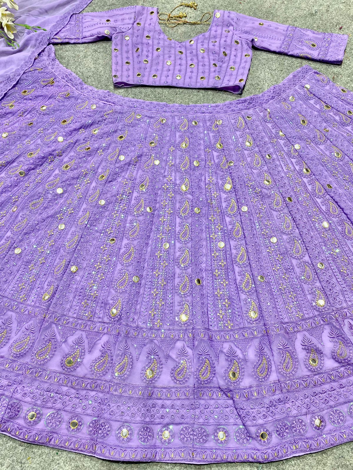 Purple Color Embroidery & Mirror work Designer Lehenga choli