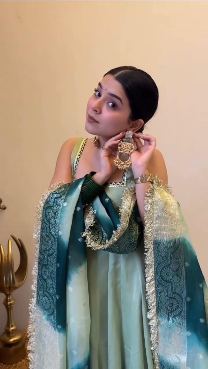 Trending Pista Color Ready to Wear Anarkali Suit