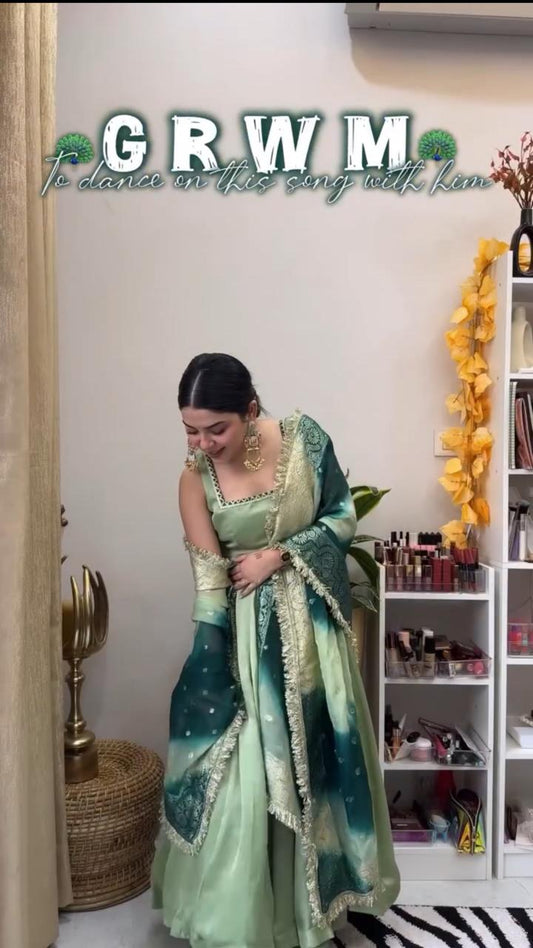 Trending Pista Color Ready to Wear Anarkali Suit