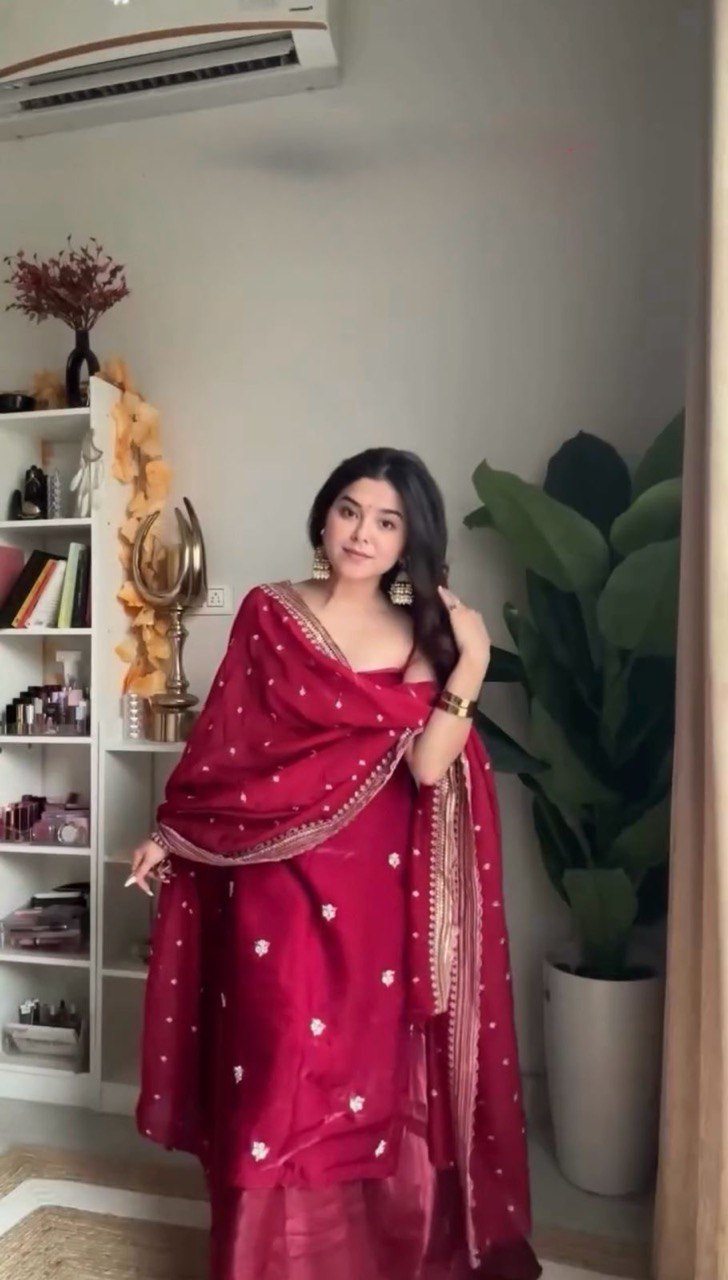 Designer Maroon Palazzo Dress