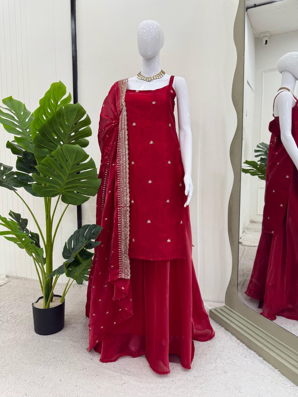 Designer Maroon Palazzo Dress