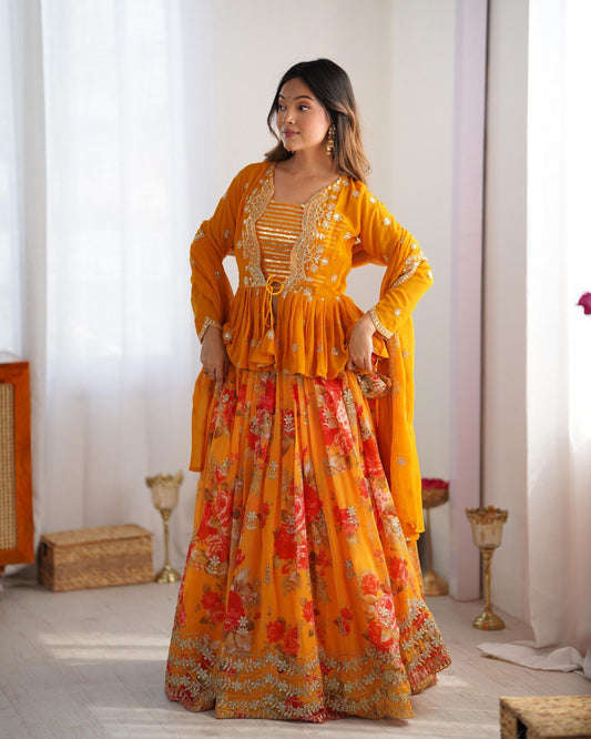 Orange Lehenga Choli with Koti