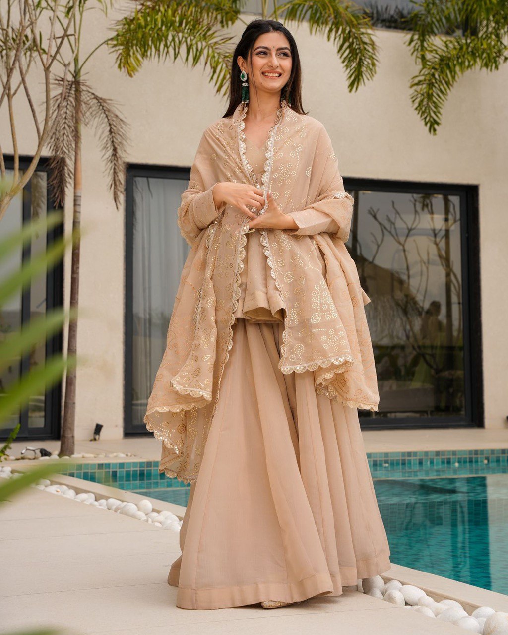 Tabby Organza Mukesh Work Kurta Suit