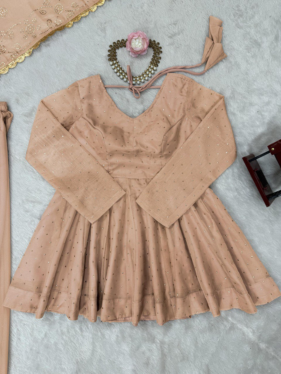 Tabby Organza Mukesh Work Kurta Suit