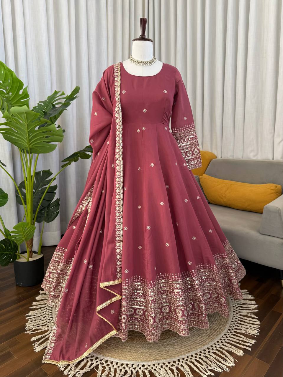 Chanderi Silk Anarkali Suit