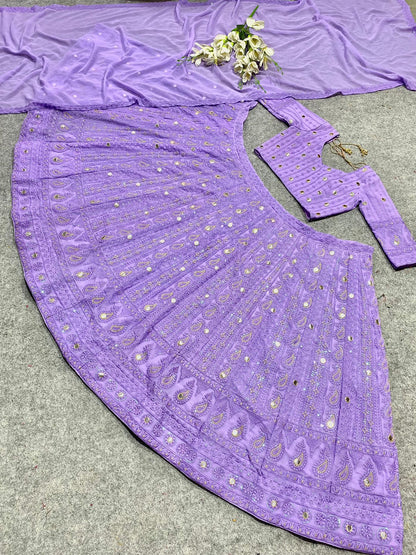 Purple Color Embroidery & Mirror work Designer Lehenga choli