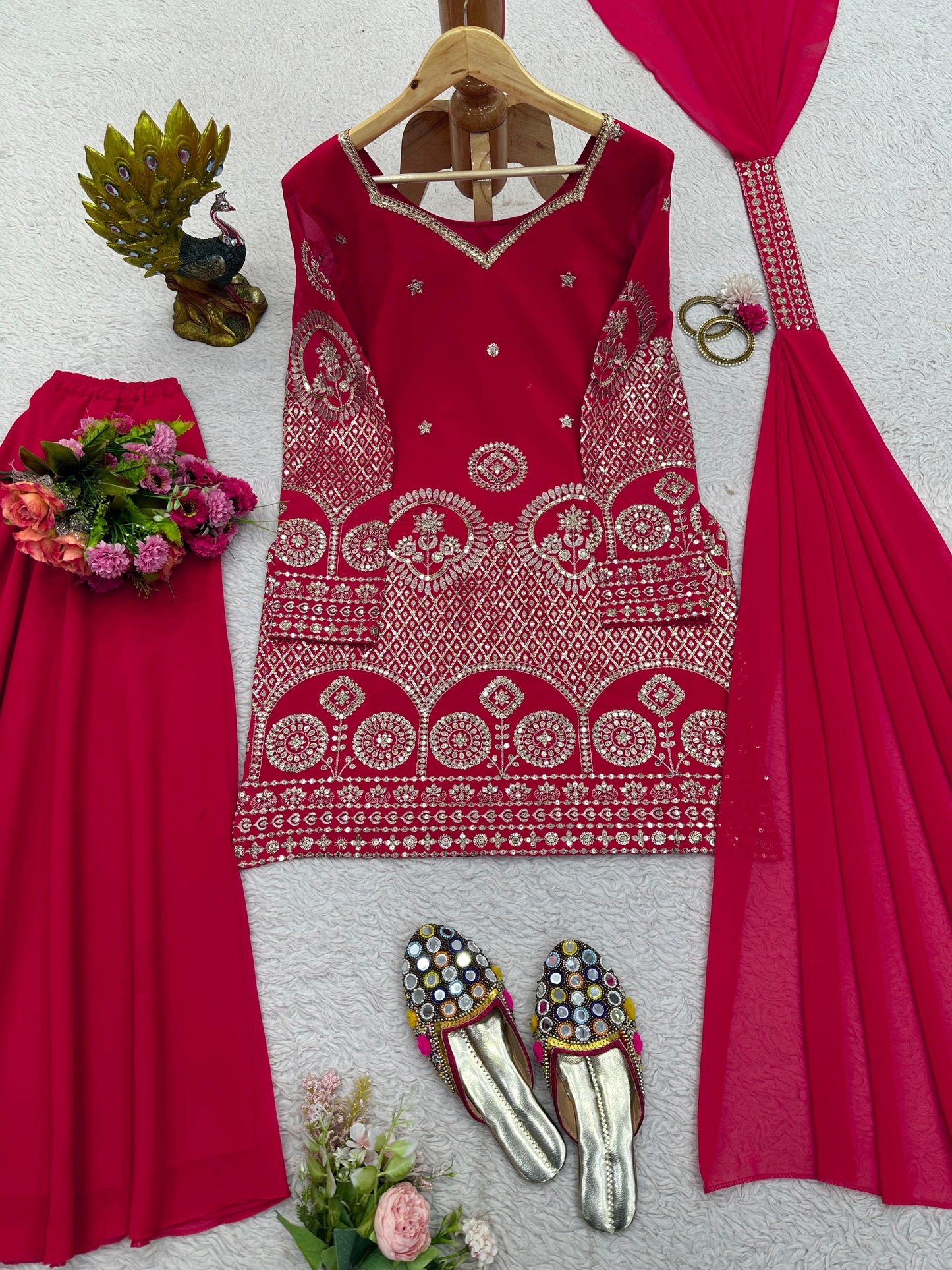 Beautiful Designer Suit And Sharara on Faux Georgette Febric