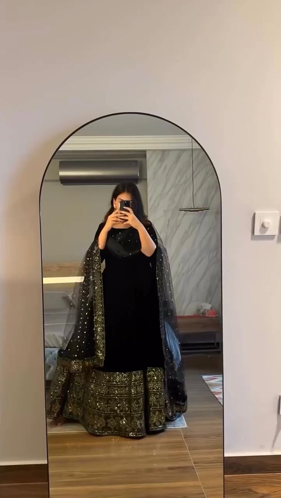 Trending Black Color Velvet Anarkali Gown with Dupatta