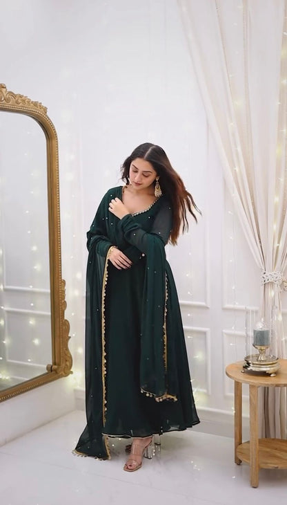 New Launching Hot Selling  Green Color Anarkali Suit