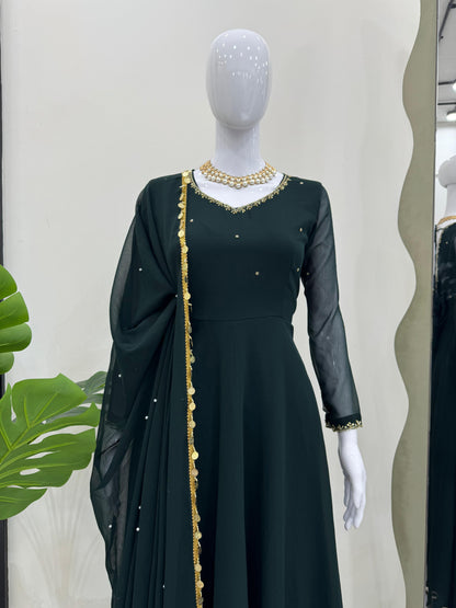 New Launching Hot Selling  Green Color Anarkali Suit