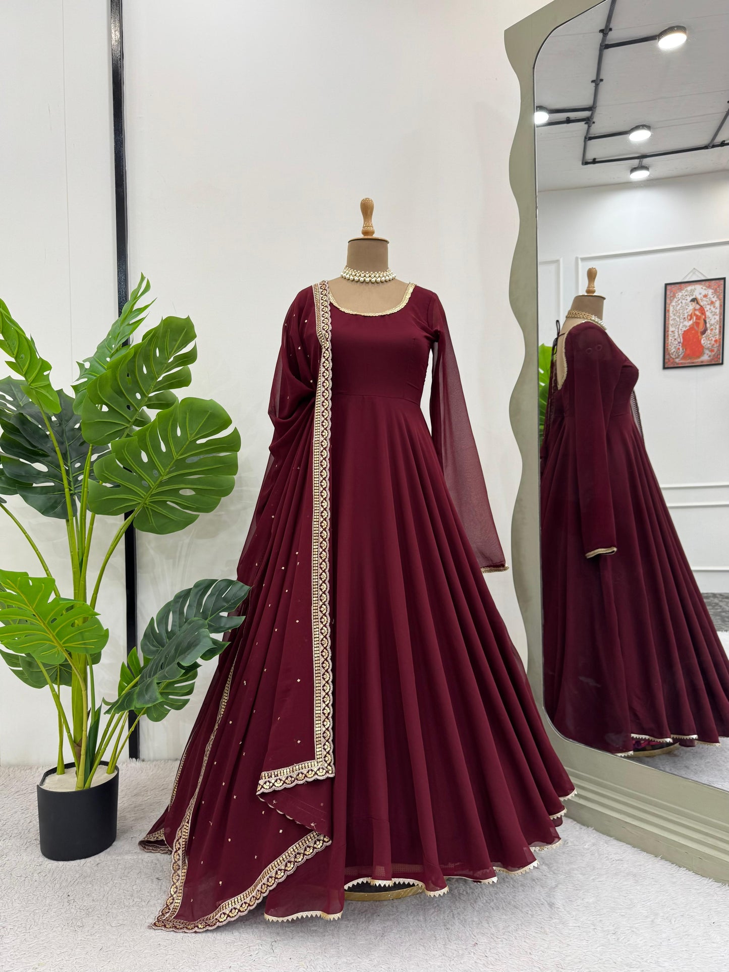 Presenting Hot Selling Maroon Color Anarkali Suit