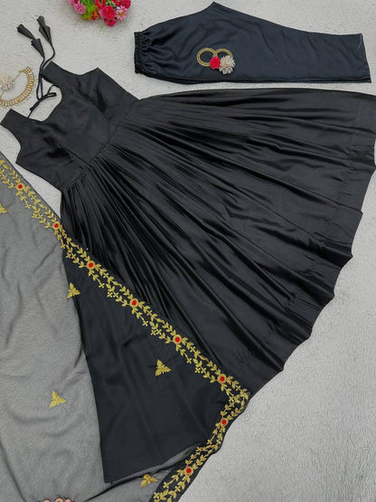 Beautiful Black Color Party wear Anarkali Gown