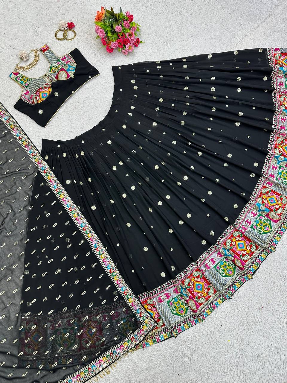 Presenting New Designer Lehenga Choli with Black and Red color