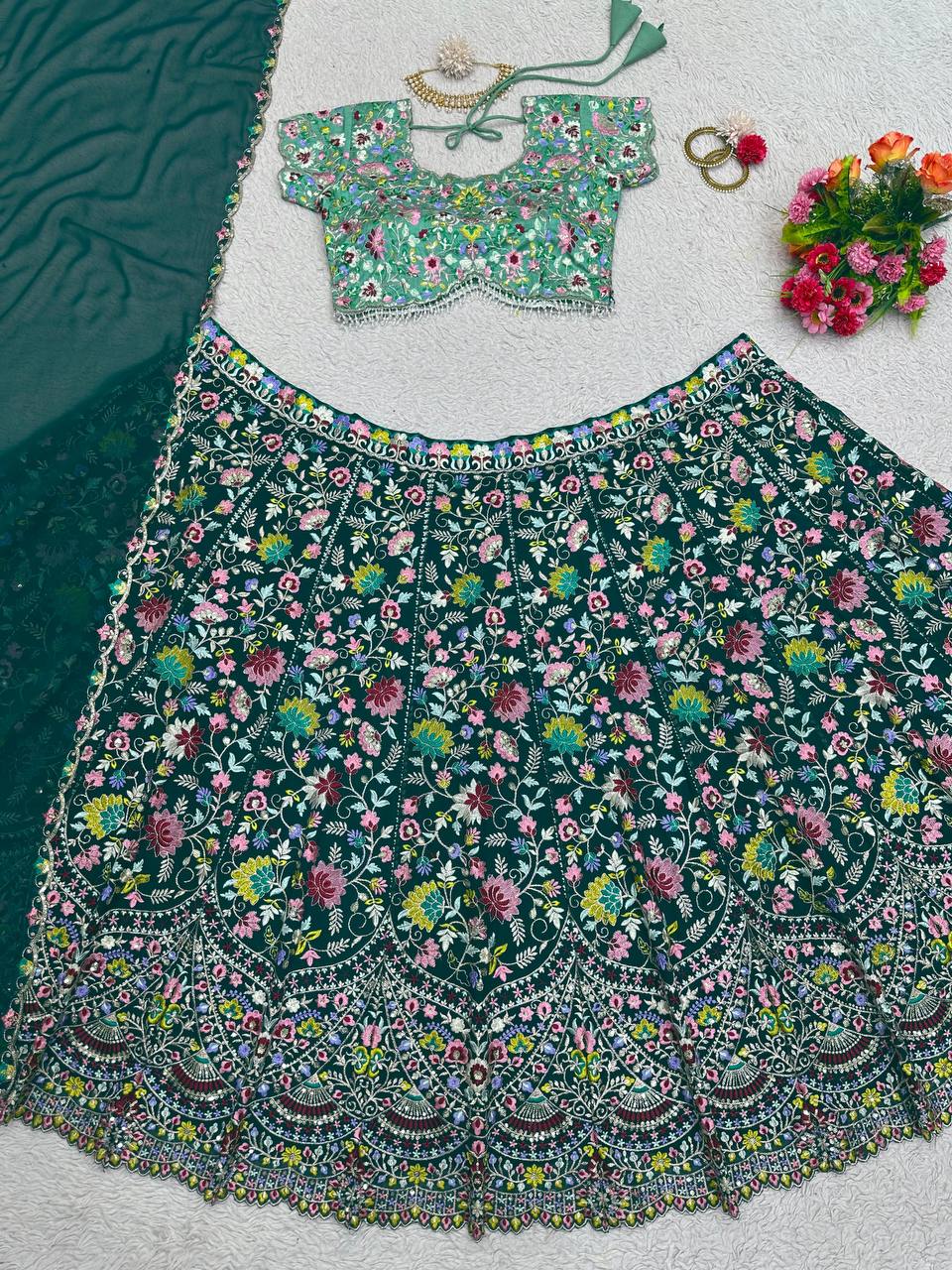 Presenting Green Color Hot Selling Lehenga