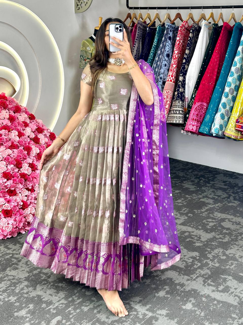 Presenting New Launching Anarkali Gown with Koti