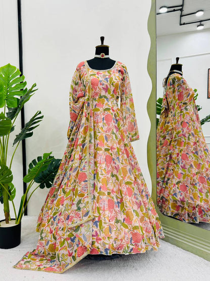 Presenting New Designer Printed Anarkali Suit Set