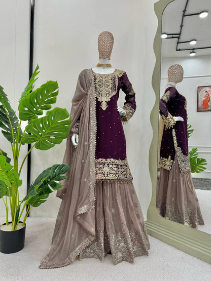 New Launching Georgette Suit with Beautiful fully Sequins Embroidered Georgette Sharara