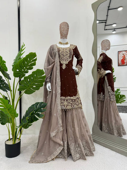 New Launching Georgette Suit with Beautiful fully Sequins Embroidered Georgette Sharara