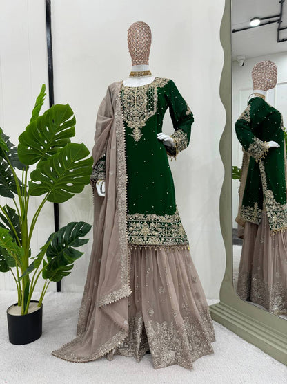 New Launching Georgette Suit with Beautiful fully Sequins Embroidered Georgette Sharara