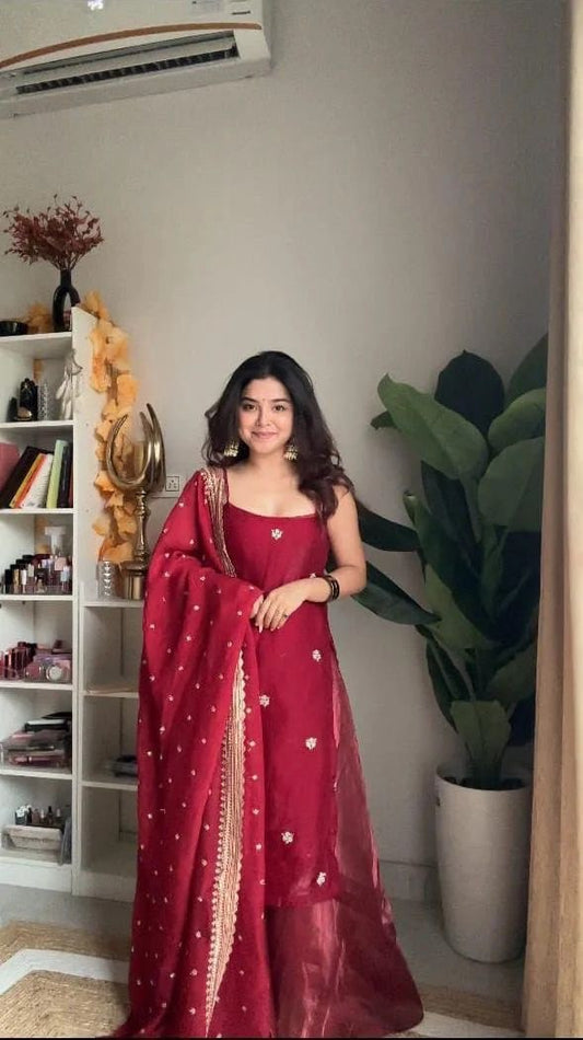 Designer Maroon Palazzo Dress