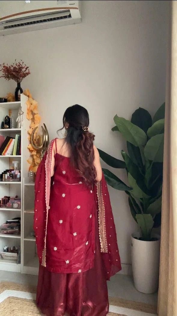 Designer Maroon Palazzo Dress