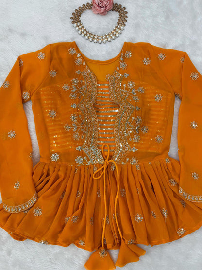 Orange Lehenga Choli with Koti