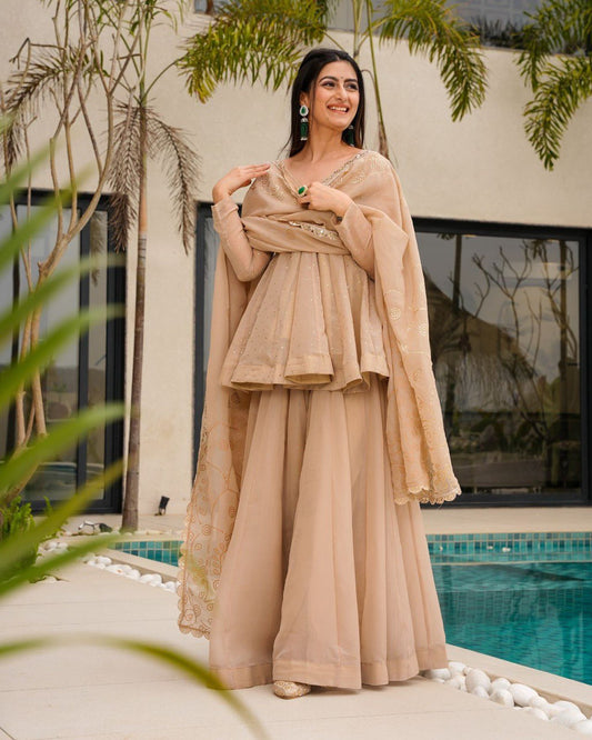 Tabby Organza Mukesh Work Kurta Suit