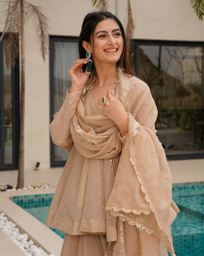 Tabby Organza Mukesh Work Kurta Suit