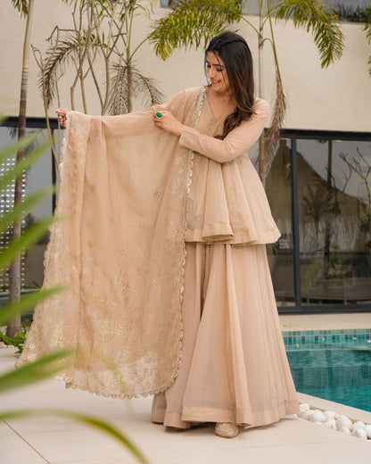 Tabby Organza Mukesh Work Kurta Suit