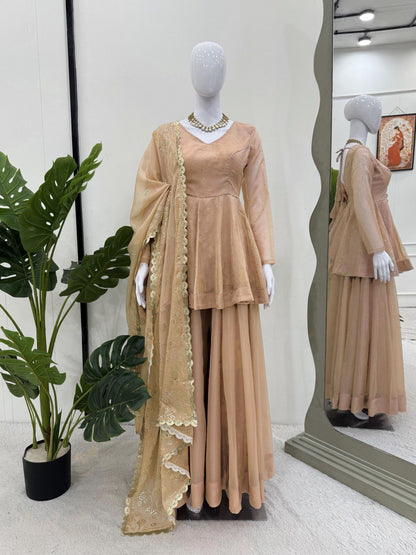 Tabby Organza Mukesh Work Kurta Suit