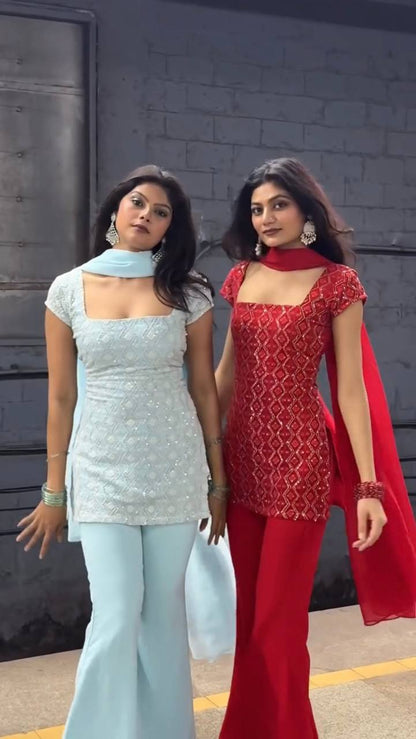 Trending Top with Bootcut Pant and Dupatta
