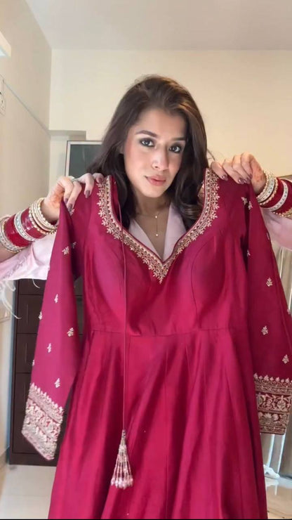 Chinon Anarkali Suit Thread with Sequence work