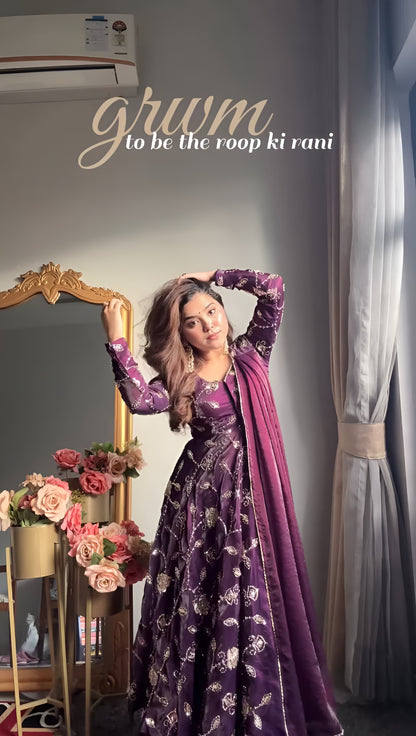 Purple Fady Anarkali Gown
