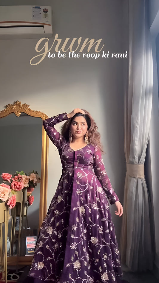 Purple Fady Anarkali Gown