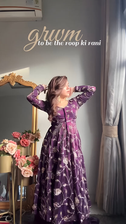Purple Fady Anarkali Gown