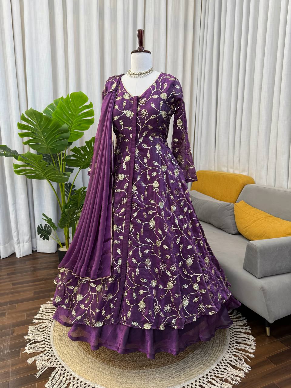 Purple Fady Anarkali Gown
