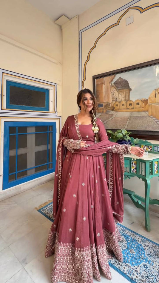 Chanderi Silk Anarkali Suit