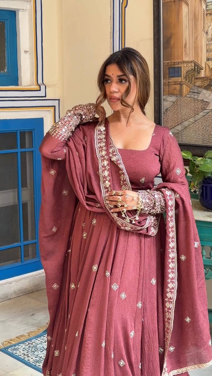 Chanderi Silk Anarkali Suit