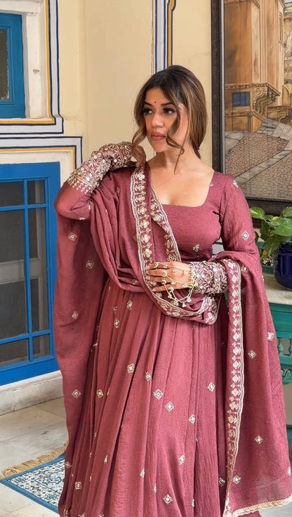 Chanderi Silk Anarkali Suit