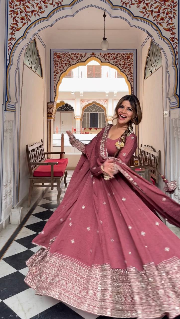 Chanderi Silk Anarkali Suit