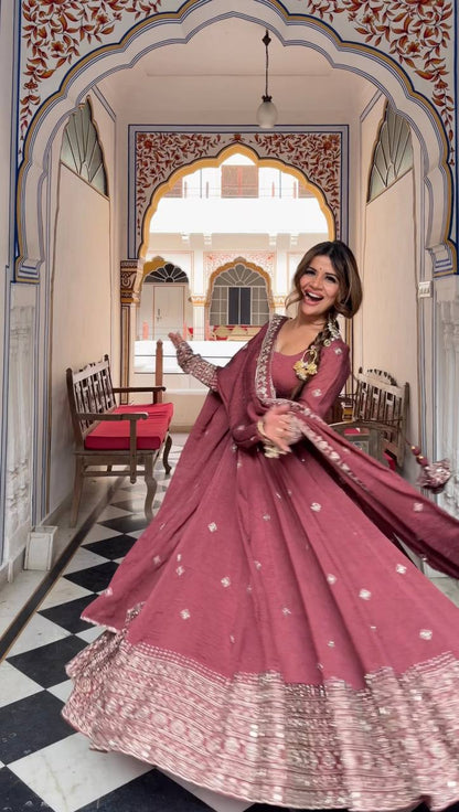 Chanderi Silk Anarkali Suit