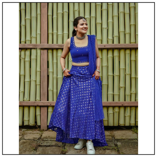 Trending Royal Blue Sequins Work Lehenga